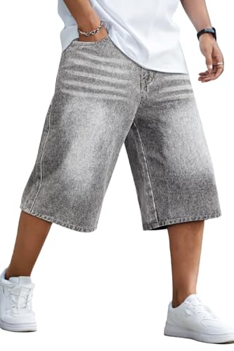 GINGTTO Mens Baggy Jean Shorts Loose Fit Long Denim Shorts Below Knee 15 Inch Inseam