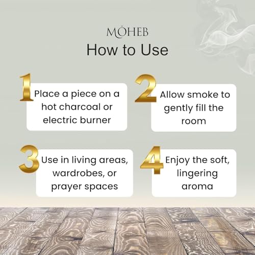 Image of Moheb Bukhur 25 Gram Arabic Fragrance Pouch | Long Lasting & Non-Toxic Bakhoor for Home, Office, Temple, Mosque | Use with Charcoal (Oud Musk)