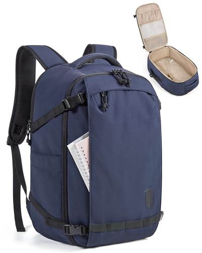 Image of BAGSMART Travel Backpack for Women, 15.6 Inch Carry On Bag, Dark Blue | TSA approved personal item fit for flights. Water resistant weekender daypack ideal for travel, business, and daily use.