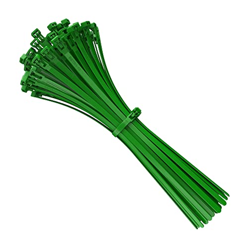 intervisio Fascette Plastica per Cablaggio Riutilizzabili, 200 mm x 7,6 mm, Verde, Richiudibili, Riapribili, Fermacavo Elettricista 200mm Nylon Cavi Stringicavo, 100 Pezzi