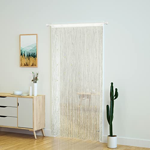 YaoYue Beaded Curtain Door String Curtains for Doorway Tassels Beads Hanging Fringe Hippie Room Divider Window Hallway Entrance Wall Closet Bedroom Privacy Decor (39×79in/100×200cm, Beige) - Image 5