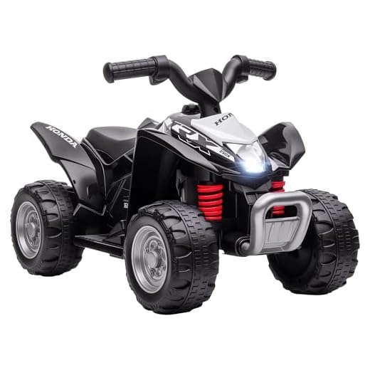 AIYAPLAY Quad Eléctrico para Niños de 18-36 Meses con Licencia Honda Vehículo Eléctrico a Batería 6V Infantil con Faros LED Bocina Velocidad de 2,8 km/h y Avance 65,5x38,5x43,5 cm Negro