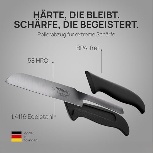 Foto von Schwertkrone® Schälmesser 4er Set [MADE IN SOLINGEN - GERMANY] - Gemüsemesser Obstmesser - Küchenmesser klein scharf - Schneidemesser Kartoffelschälmesser - Allzweckmesser rostfrei (4x 3 gerade)