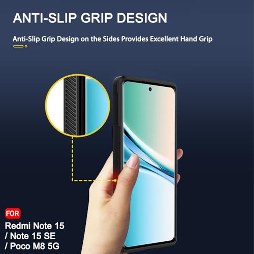 Image of TheGiftKart Liquid Silicon Back Cover Case for Mi Redmi Note 15 / Note 15 SE /Poco M8 5G | Shockproof Military Grade Protection | Micro-Fibre Cloth On Inner Side | Anti-Slip Grip Cover (TPU, Black)