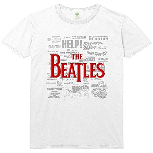 Rock Off The Beatles Titles & Logos Officiel T-Shirt Hommes Unisexe - Les Beatles, Paul McCartney, John Lennon, RIngo Starr, George Harrison Rock Off The Beatles Titles & Logos Officiel T-Shirt Hommes Unisexe
