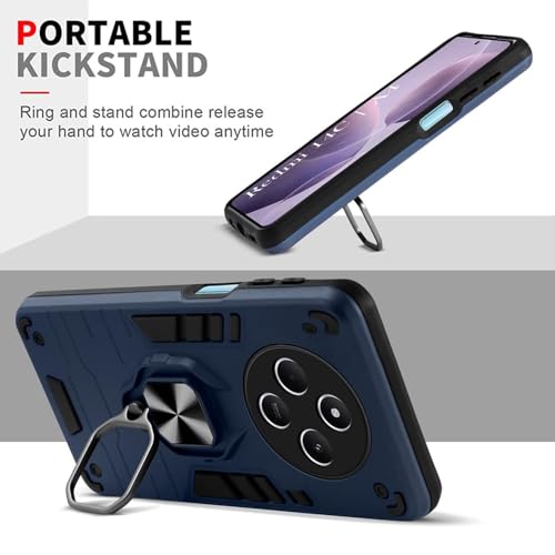 Image of AIBEX Armor Back Cover Compatible for Poco M7 5G / Redmi 14C 5G / Redmi A4 5G / Poco C75 5G| Rugged Shockproof Case with Ring Holder & Kickstand | Military-Grade Protection | Magnetic Car Mount