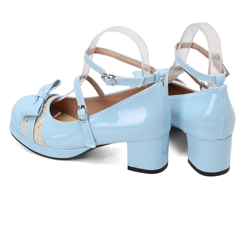 Sweet Patent Block Heel Round Toe Girl Princess Shoes2