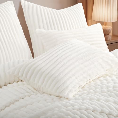 RUIKASI Winter Flanell Bettwäsche 135 x 200 Weiß 2teilig, Plüsch und Warm – Ansicht 6
