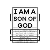 Metal Boy Room Wall Decor I Am a Son of God Wall Art Sign Christian Room Hanging Decor Motivational Bible Verse Decoration for Playroom Living Room Bathroom (Black)