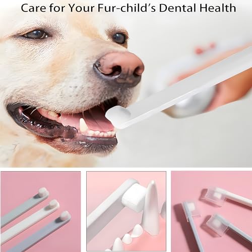 LINGXIYA Haustier-Zahnbürste, extra weiche Hunde- und Katzen-Zahnbürsten, Zahnreinigungsbürsten für Welpen, kleine Haustiere und Katzen, Hunde, Zahngesundheit, 3 Stück (Weiß/Grün/Rosa)