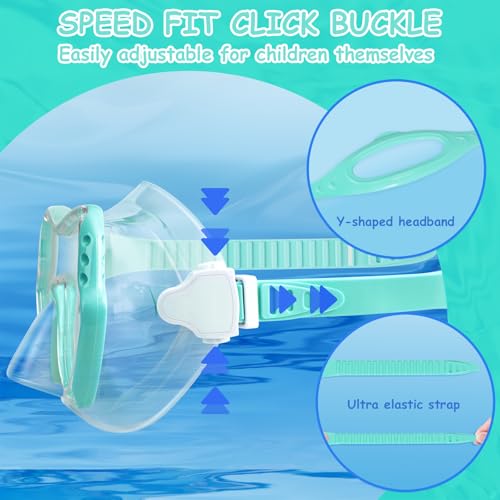 ITOWE Swim Goggles for Kids 6-14 8-12 8-14 Swimming Goggles with Nose Cover Anti-Fog Tempered Glass Pool Goggles No Leak Wide View Swim Mask Anti Shattered Youth Toddler Goggles Girls Boys - Thumbnail 6