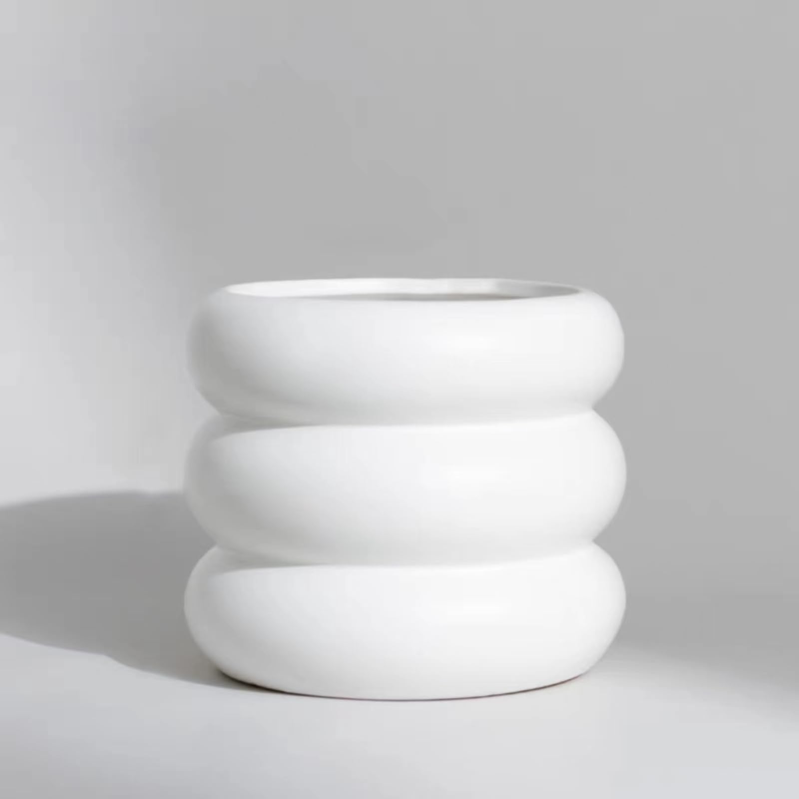 SANDYBAYTAS Ceramic Plant Pot Indoor, 4.5 Inch Flower Pot with Drainage Hole, Small Bubble Design Ceramic Planter for Home & Office Decor (White)