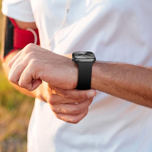 Dirrelo Compatible with Apple Watch Strap 44mm 45mm 46mm 42mm 49mm Women Men, Soft Silicone Sport Band Replacement for iWatch Apple Watch SE 3 2 Series 11 10 9 8 7 6 5 4 3 2 1 Ultra 3 2 Straps, Black - Image 3