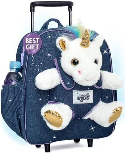 【Upgraded】Toddler Luggage for Girls w Removable Unicorn Toy | Sid...