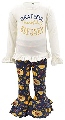 Image of Unique Baby 2 Piece Girls Double Ruffle Leggings and Long Sleeve Shirt Clothes Set Kid and Toddler Girl Outfit
