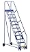 Vestil LAD-11-14-G Warehouse Ladder, 58 Degree, Grip, 11 Step, 14", Blue