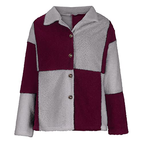 Casaco feminino de inverno felpudo camisa xadrez jaqueta lapela frente aberta casual quente leve jaq