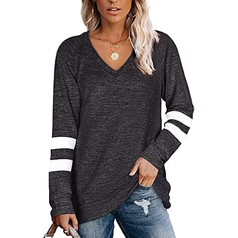 Famulily Women's Striped V-Neck Jumper Cover