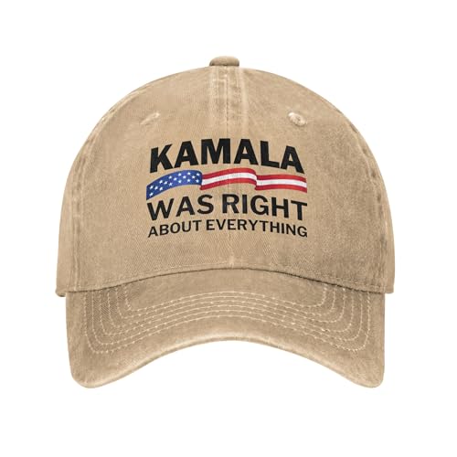 Kamala was Right About Everything Hat Vintage Washed Baseball Caps Natural