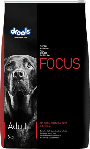 Image of Drools Focus Super Premium Adult Dry Dog Food 3kg | Chicken Flavour | Healthy Digestive System | Bone & Joint Health | Healthy Skin & Coat | Dental Health