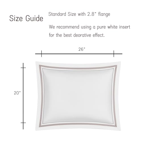 Ranznaz White Pillow Shams Standard Size Set of 2, 100% Cotton 400TC Sateen Luxury Hotel Pillowcases, Pipping Oxford Pillow Cases with Envelope Closure for Bedding Linen, 20x26 Inches - Thumbnail 4