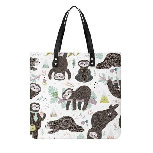 Tote bag femme paresseux sac à main en toile sacoche bandoulière grand format