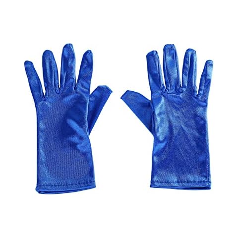 Lansonee 1 Pair Short Satin Gloves Women's Gown Gloves Vintage Opera Wedding Banquet Dress Glove for Party Dance-Royal Blue Cover