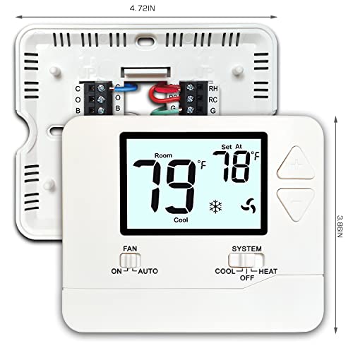 Non-Programmable Thermostats For Home 1 Heat/ 1 Cool, With 4.5 Sq. Inch Display #TOP1
