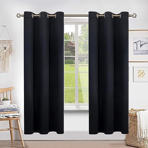 Consejos para Comprar Cortina Negra para comprar online. 44 Yostyle Cortinas Blackout para Recamara Cortas con Aislamiento Térmico,Suave 100% Poliéster Tela Impermeable con Ojales,Reducción Ruido,Cortinas 2 Paneles, 132x140cm,Negro