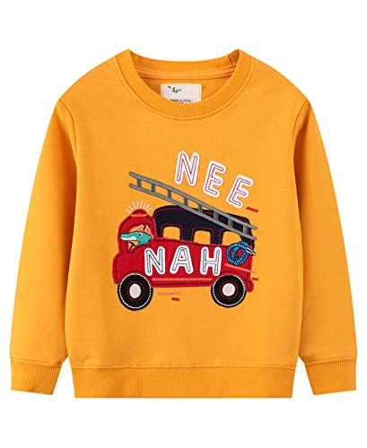 Image of LOKTARC Toddler Boys Graphic Crewneck Sweatshirts 2-Pack, Sizes 2T-7 | Cotton Blend French Terry, Dinosaur, Construction and Shark Graphics, Ribbed Trim, Preschool Daycare Outdoor