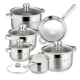 🍔 【VERSATILE USE】The cookware set consists of 11 pieces: 1 saucepan 2 qt without a lid, 2 quart, 3 quart, 4 quart, and 7 quart pots with glass lids to meet all needs. The 8.7-inch frying pan with a lid is perfect for frying and braising. The versatil...