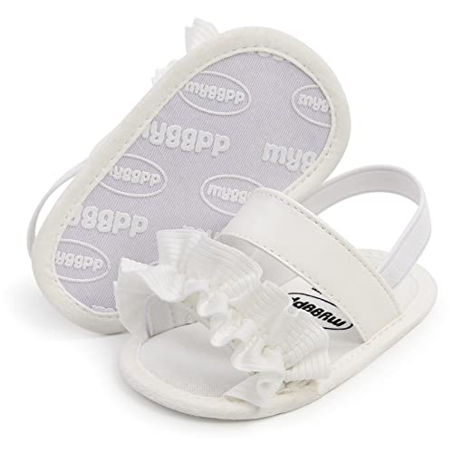 Baby Infant Shoes Boy Girl Sandals First Walkers Crib Shoes Lightweight Soft Sole Flat Shoes Summer (White, 4 Toddler)4
