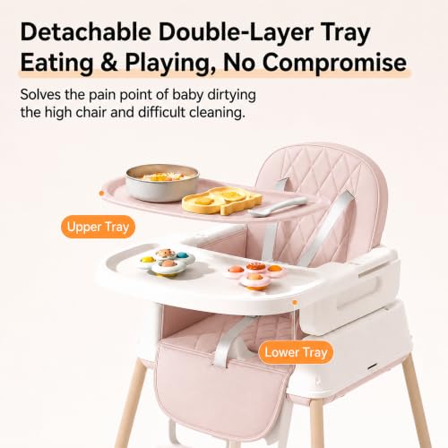 Image of StarAndDaisy 7-in-1 High Chair for Baby, Baby Feeding Chair for 0 to 5 Years, Convertible Booster, Push & Ride-On Baby Chair and 3-Level Adjustable Seat, Double-Layer Tray & Wheels