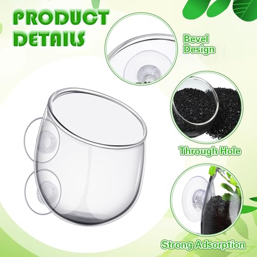 Image of Dandat 8 Pcs Aquarium Plant Holder Pot Clear Glass Aquatic Plant Cup with Suction Cups Aquarium Fish Tank Pots for Aquaponic Cultivation Water Feature Decoration