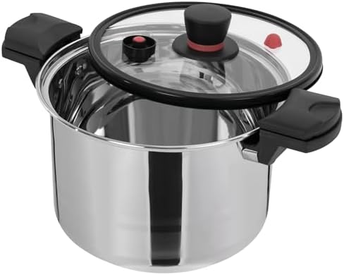 Pressure Cooker 7L/7.4Qt Stainless Steel Pressure Cooker 60Kpa Pressure Dishwasher Safe with 2 Handles and Lid for Gas Cookers, Induction Cookers and Electric Hob (White)
