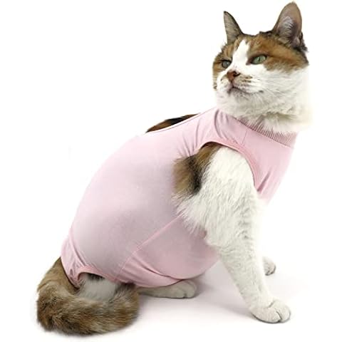 QIYADIN Cat Recovery Suit, Cat Surgical Recovery Suit for Abdominal Wound or Skin Disease, Cat Onesie for Cats after Surgery, Cat Spay Recovery Suit, E-Collar Alternative Pajama Suit for Dogs and Cats Cover