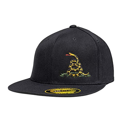 Don t Tread On Me Flatbill Flexfit Hat Structured High Profile Flat Brim Cap Black