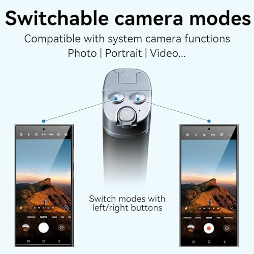 TELESIN° Universal Smartphone Camera Grip with Selfie Stick, Wireless Bluetooth Remote Control One-Handed Quick Zoom and Mode Switching Compatible with Samsung Android Phone Accessories