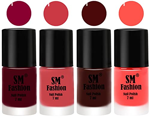 Image of Nail Polish Combo Set (Pack of 4) Quick Dry Gel Finish Nail Paint | Boysenberry,Punch Pink,Wine,Baby Pink | 7 ml Each