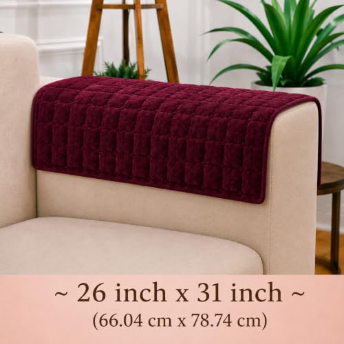 Image of STITCHNEST 'Haven Soft Series' Sofa Armrest Cover | Ultra Soft Plush Hand Rest Protector for Sofa & Couch Furniture, Washable Textured Arm Cover