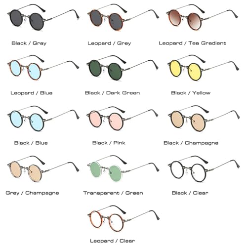 Lunettes de soleil rondes steampunk gris léopard UV400
