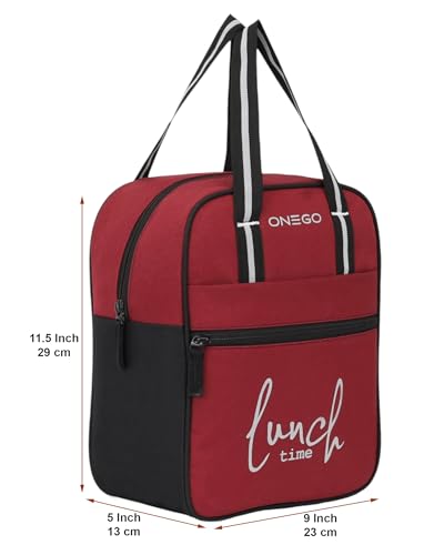 Image of Durable & Lightweight Lunch Bag | Trendy Water-Resistant Tiffin Bag & Meal Holder for Office, School, Travel & Picnic, Stylish, Insulated Design for Men, Women & Kids (Maroon)