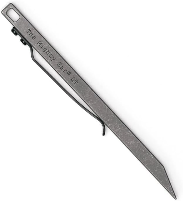 The Mighty Bar LT, Long Titanium Edition Pry Bar Tool, Stainless Steel Pocket Clip for EDC Made by Gear Spool