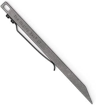 The Mighty Bar LT, Long Titanium Edition Pry Bar Tool, Stainless Steel Pocket Clip for EDC Made by Gear Spool