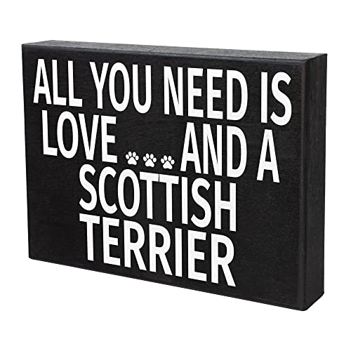 Jennygems All You Need Is Love And A Scottish Terrier Wooden Sign, Scottish Terrier Gifts, Scottie Dog, Shelf Decor And Wall Hanging, Made In Usa #TOP7