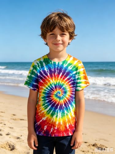 Image of Boys Tie Dye Shirt Size 4-14 Hippies Senior Rainbow Tees T Shirts for Kids | Tees T shirts for Kids