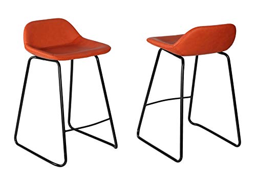 Cortesi Home Ava - Taburetes fijos de piel sintética de terracota de 63,5 cm, juego de 2, color rojo
