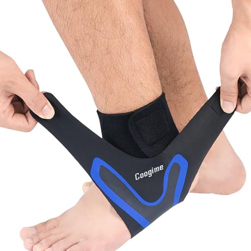 Coogime 2 piezas tobillera, banda de tobillo flexible para futbol, vendaje para fascitis plantar, tobillera transpirable flexible (Blue, S)