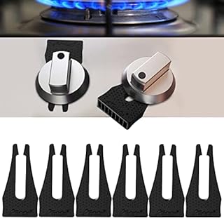 Gas Stove Baby Proof Knobs Locks (6 Pack), Aukfa Child Proofing Oven Knob Lock – No Tools Needed(Black)