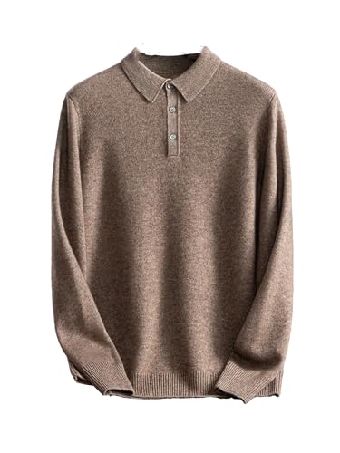 Men Winter Long Sleeve Cashmere Sweater Casual Knitwear Soft Warm Pullover Tops Brown Gray